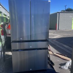 Samsung Bespoke 23 cu. ft. Counter Depth 4-Door French Door Smart Refrigerator with Beverage Center in Stainless Steel