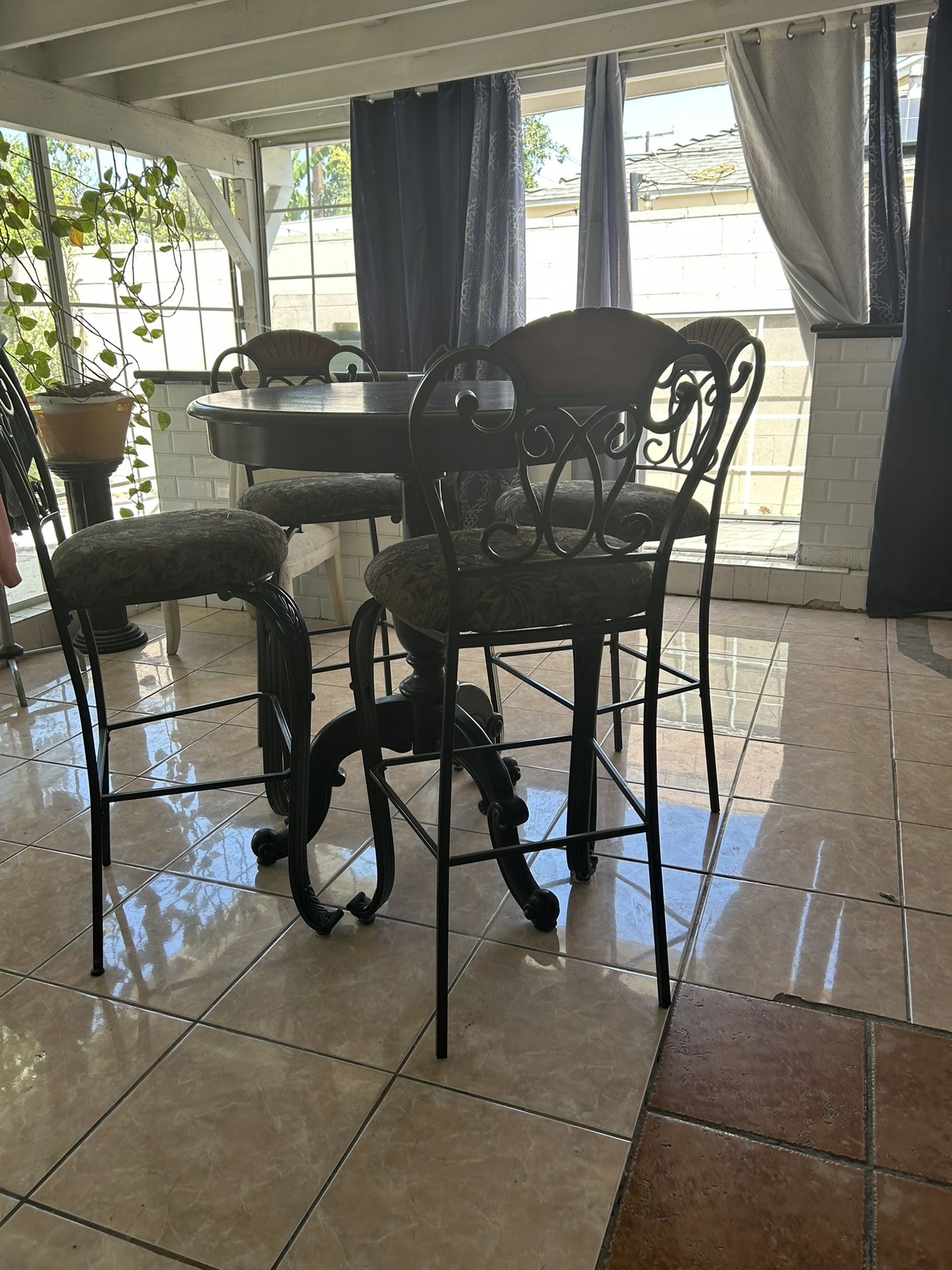 Solid Wood Table And 4 Stools  Good Condition