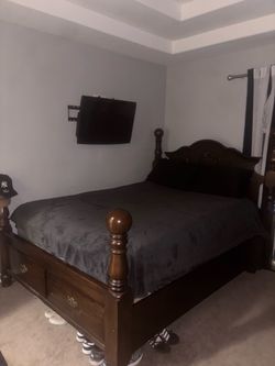Bed frame with headboard.