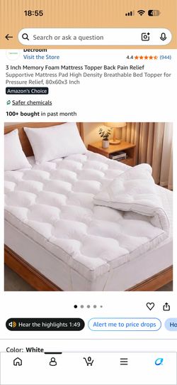3 Inch Memory Foam Mattress Topper Back Pain Relief Supportive Mattress Pad High Density Breathable Bed Topper for Pressure Relief, 80x60x3 Inch