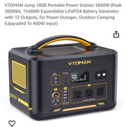 REDUCED PRICE! NRAND NEW!  Power Gnerator: VTOMAN Jump 1800 Portable Power Stationary 