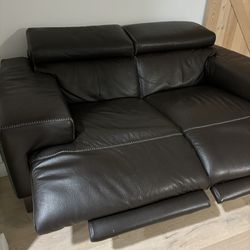 Living Spaces Recliner Brown leather loveseats