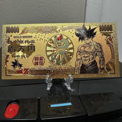 Ultra Instinct Goku (Dragon Ball Z) 24k Gold Plated Banknote