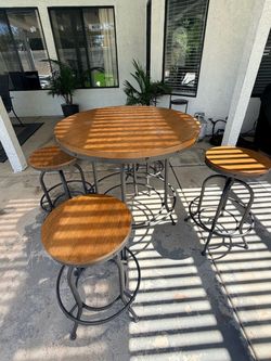 5-Piece Adjustable Bar Height Table & Stool Set