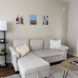 Cream Pull Out Couch to Bed