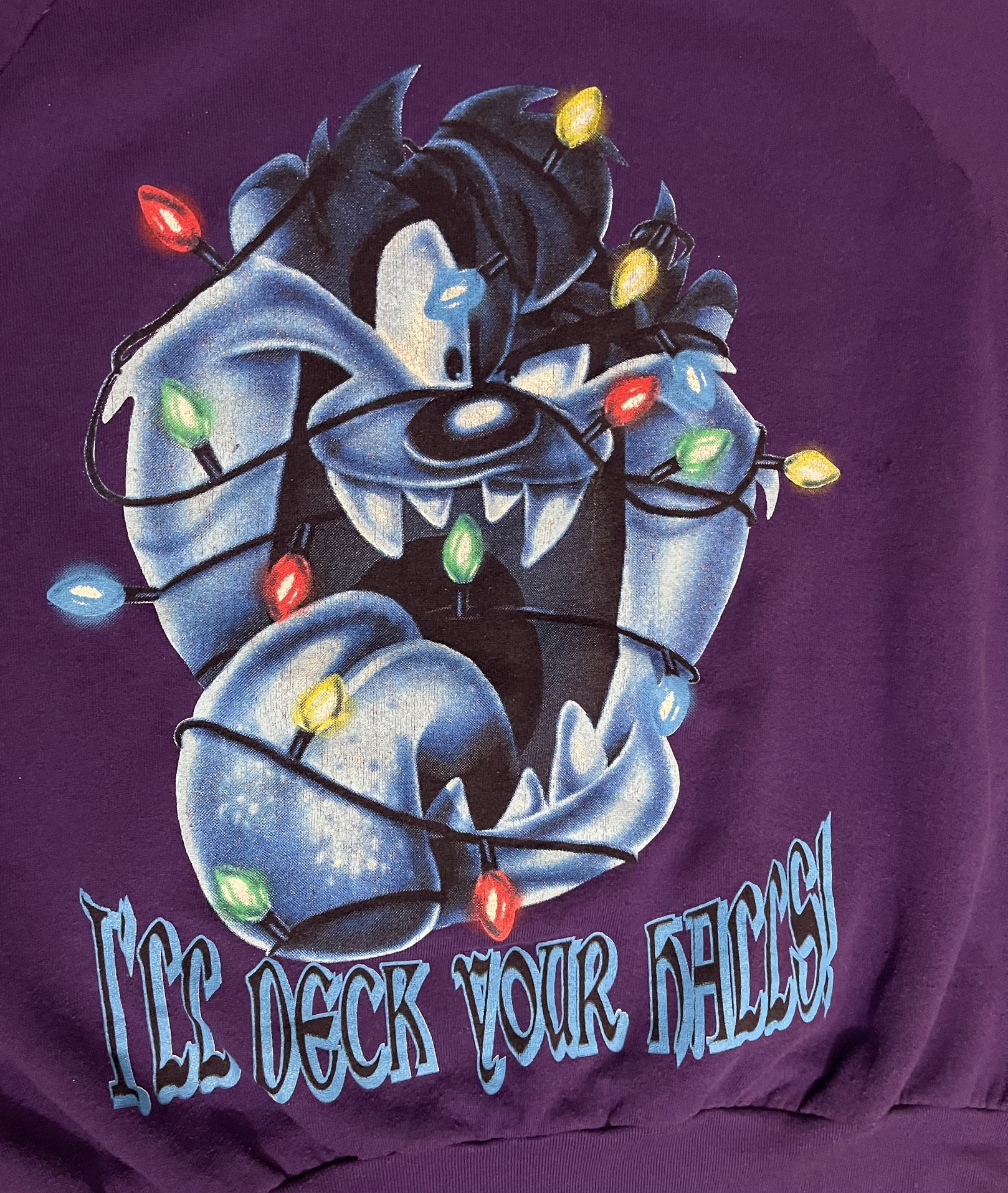 Vintage 1997 Taz Looney Tunes “I’ll Deck Your Halls” Christmas Sweatshirt 3xL