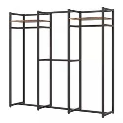Cynthia Black Freestanding Garment Rack Closet Organizer with Hanging Rods and Storage Shelves 