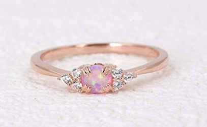 Sterling Silver Halo Opal Stacking Ring