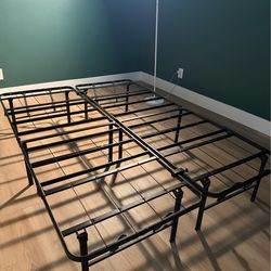 Metal full bed frame with mattress