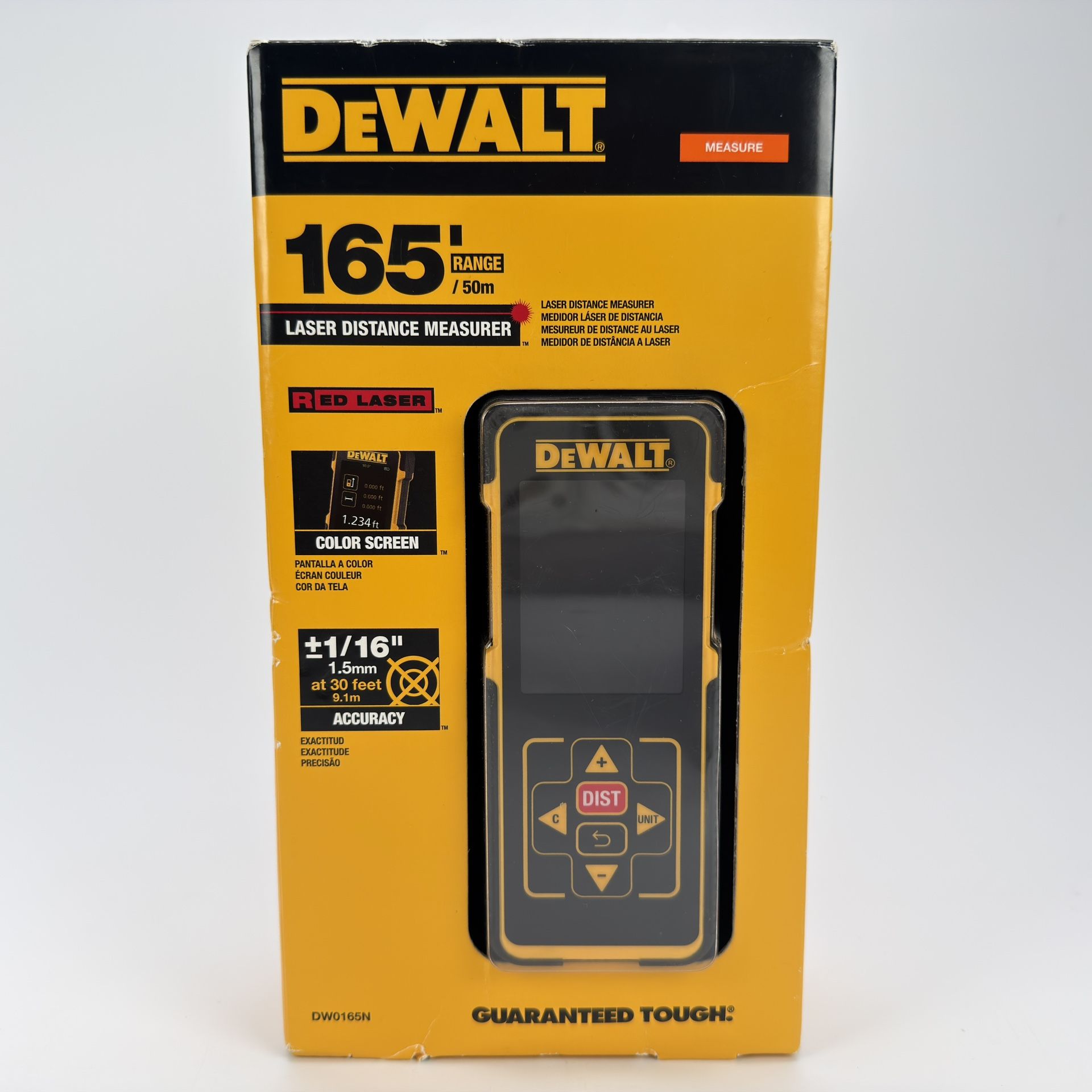 Dewalt Laser Distance Measurer 165 Ft. 50m Range Color Screen Model DW0165N NEW