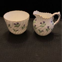 Aynsley vintage thistle sugar creamer set