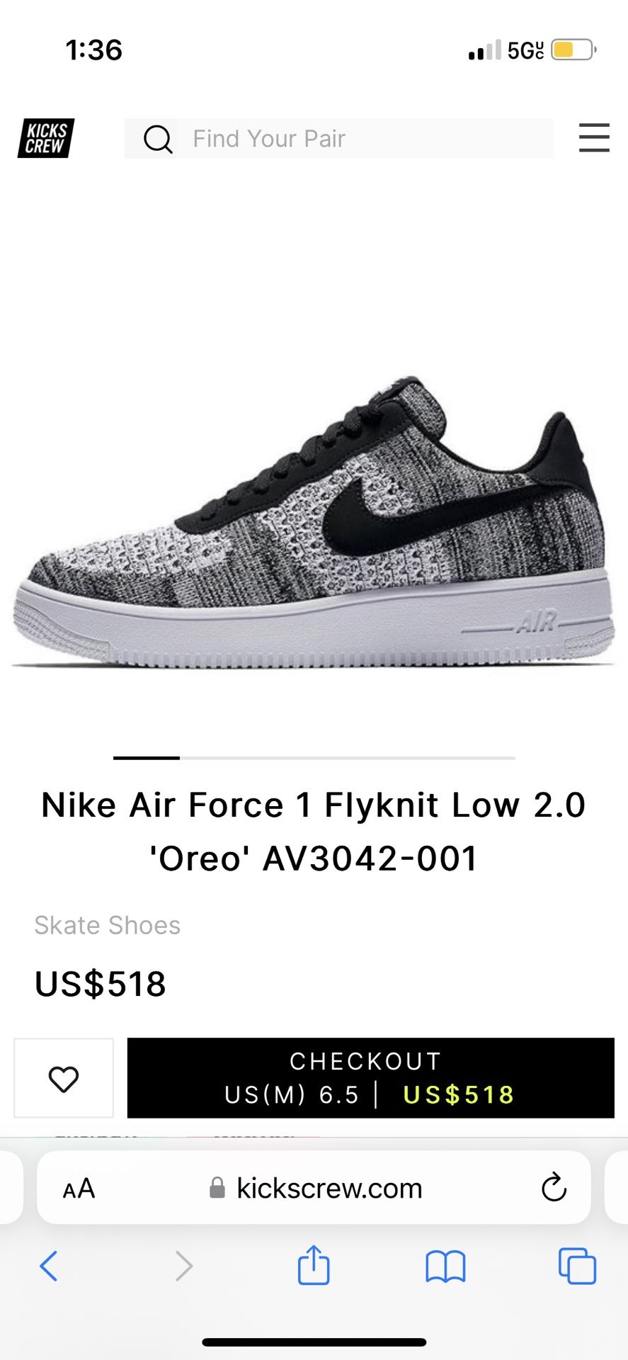 Nike Air Force Flyknit Low Oreo