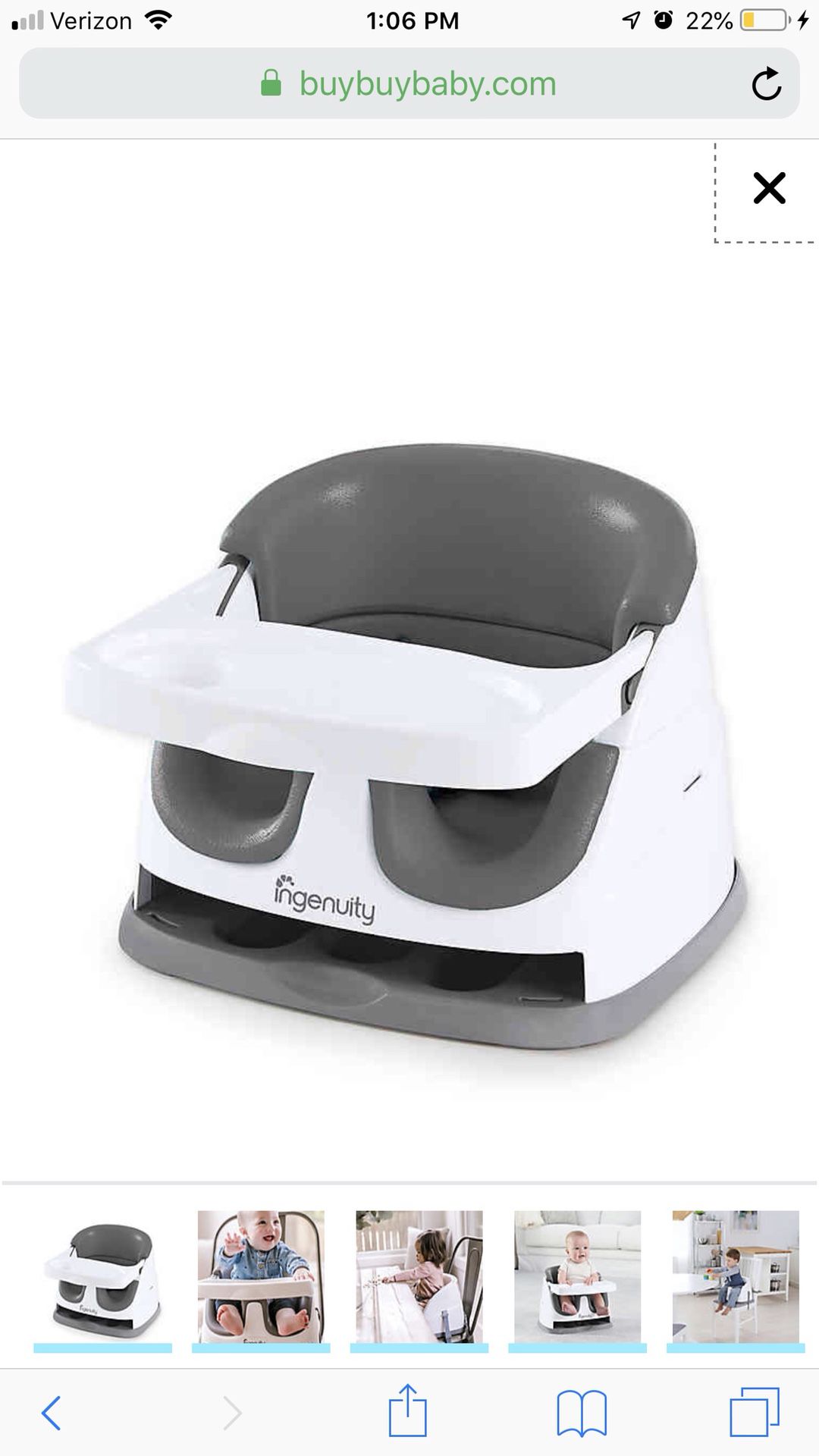 Ingenuity Baby Base 2-in-1 Booster Seat -NEW! Reg $45