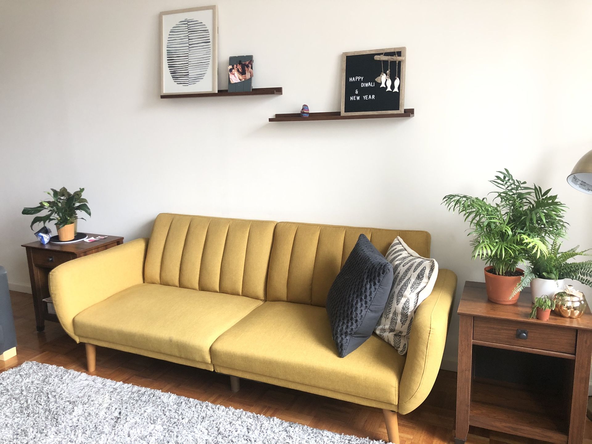 Yellow futon sofa