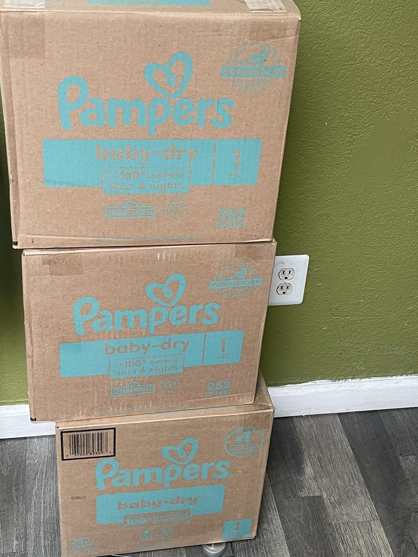 Pampers Baby Dry Diapers, Size 1,  252 diapers. $35