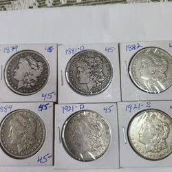 Morgan's Silver Dollars  $ 45 EACH 