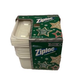 Ziploc Limited Edition Holiday Medium Square Container White 4 Count NEW