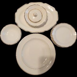 Antique Homer Laughlin China Lot - Gold Stripe - Vintage