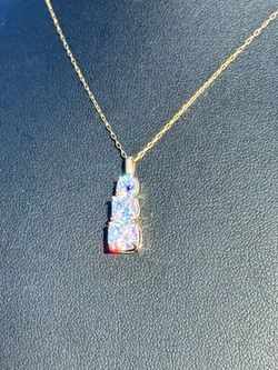 14k yellow gold 2 CT CZ stone pendant Necklace & 14k yellow gold 15” chain