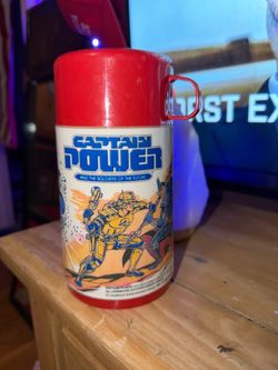 vintage 1987 Captain Power and the Soldiers of the Future plastic thermos made by Aladdin Industries