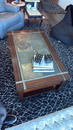 "Antigo" 2-Piece Slate Top Table Set from Ashley Furniture  (Lift-Top Coffee Table & 2 End Tables)