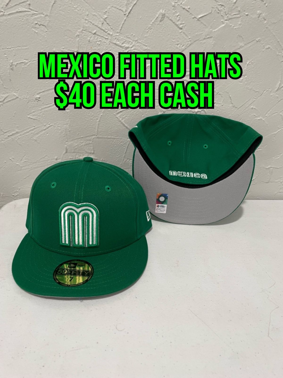 WBC World Baseball Classic Team Mexico Green 59fifty Fitted Hats Size 6  7/8, 7, 7 1/8, 7 1/4, 7 3/8, 7 1/2 And 7 3/4 for Sale in West Covina, CA -  OfferUp