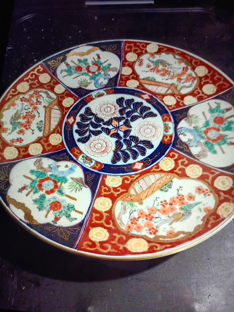 GOLD IMARI HAND PAINTED 13" JAPANESE PROCELAIN CHARGER WALL