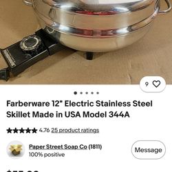 Stainless Electric  Faberware Skillet 