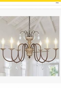 6-Light Farmhouse Crystal Candle Chandelier