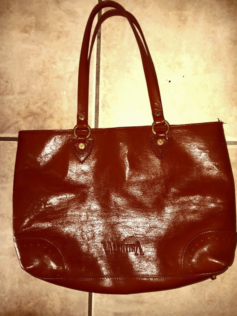 VALENTIN A REAL LEATHER Large Carry On Genuine LEATHER Purse