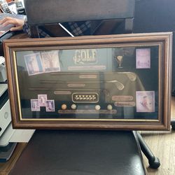 Golf History Shadowbox Display Case Wood Framed Wall Collage Bobby Jones