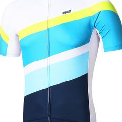 Arsuxeo Mens Cycling Jersey, Full Zipper, Short Sleeve, Cargo Pockets, Reflective Sz Large 