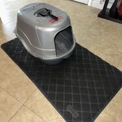 Large Silver Cat Litter Box With Shovel And Large Mat