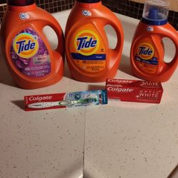 2 Tide 92 Oz. 1 Tide 37 Oz, 1 Colgate Max. Price Firm ( Hablo Español) 