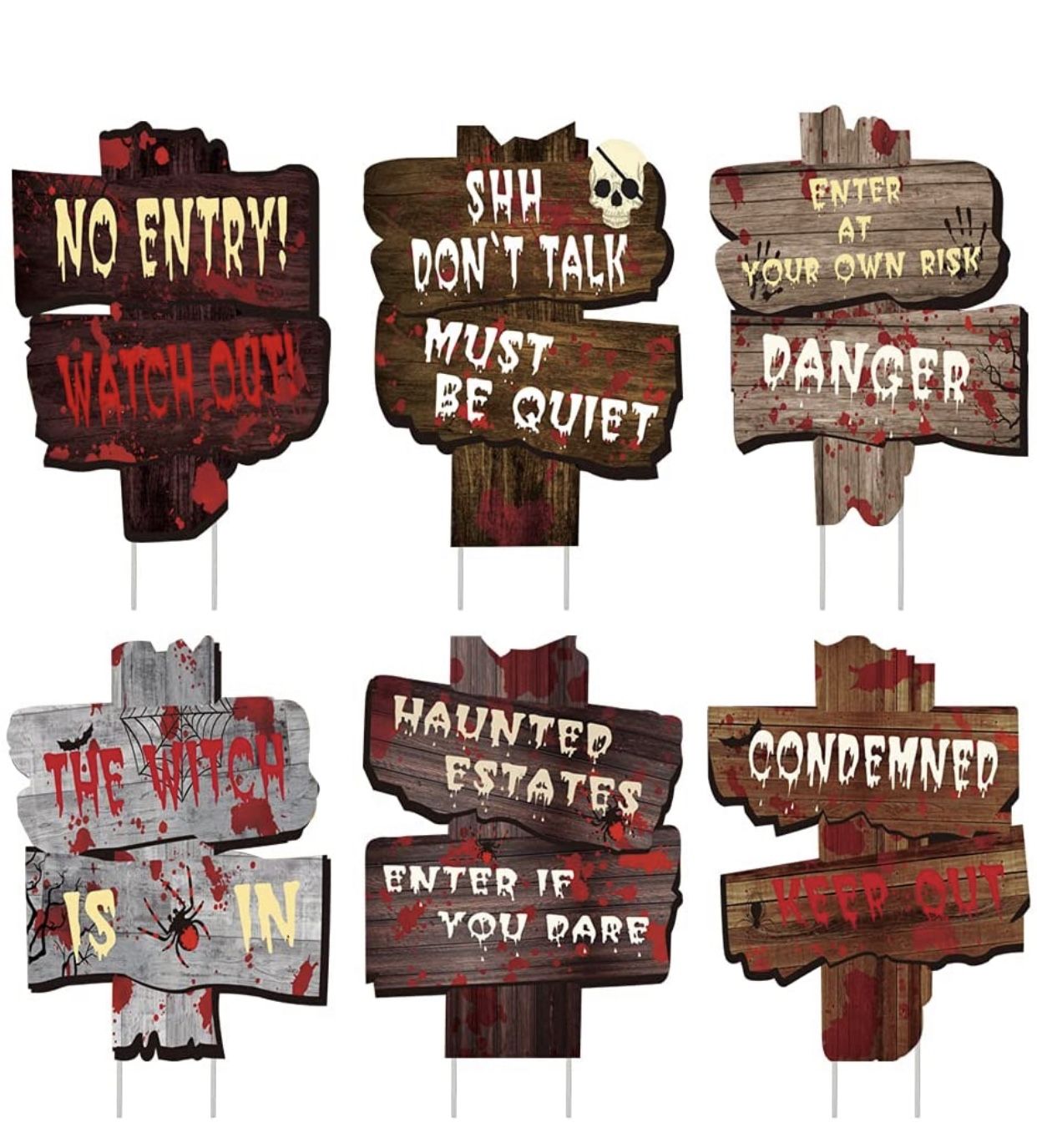 Halloween Yard Signs Decorations Stakes, 6 Pack 