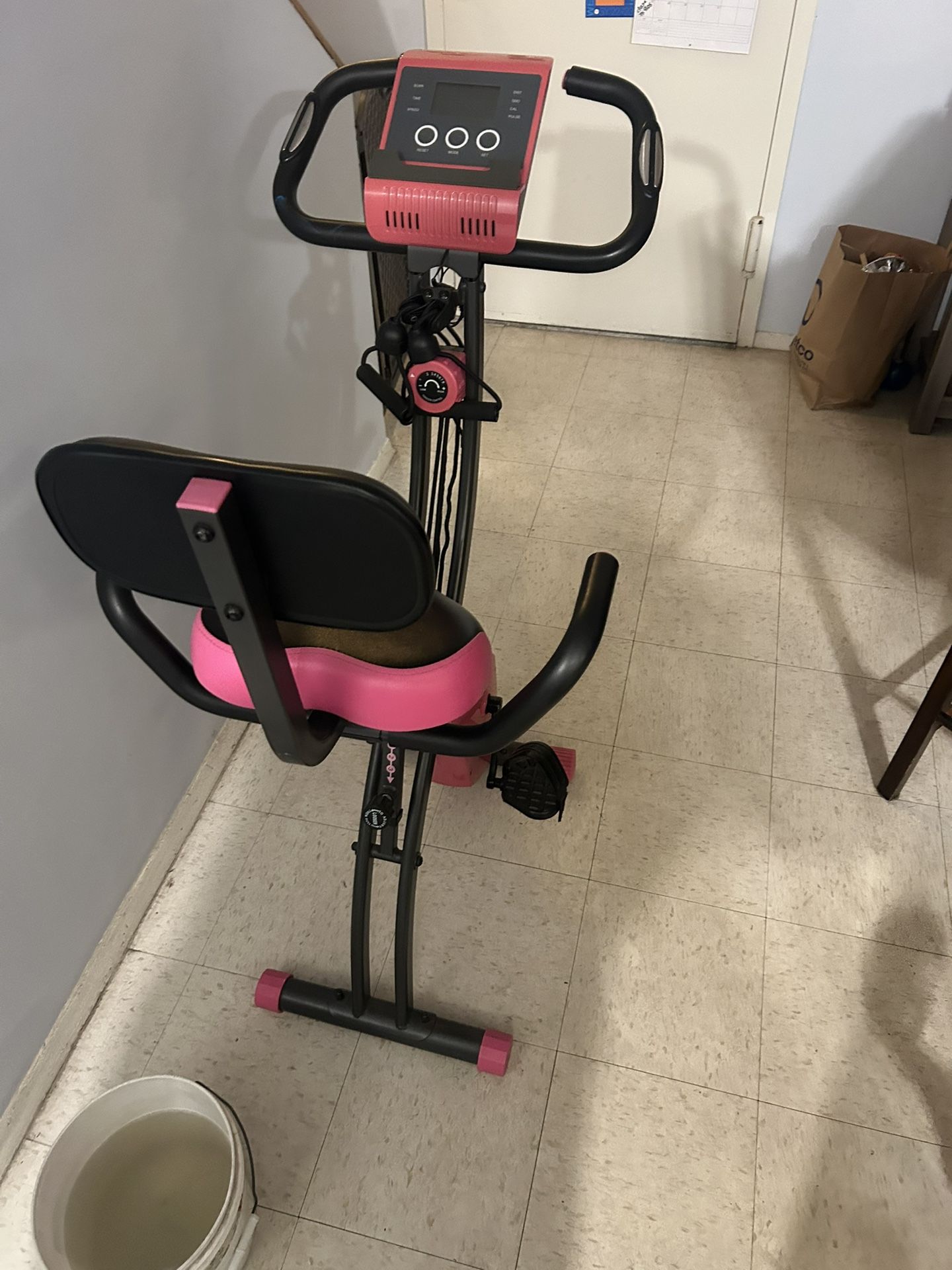 Foldable Stationary Bike with Resistance Bands