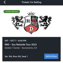 Rebelde (RBD) Ticket Oct.7 