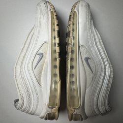 Pre Owned Fair  No Insoles No Box  Oxidation Yellowing Nike Air Max 97  Triple White  Men  Size 9 