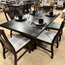 DINING ROOM TABLE SET 7 PIECES, ACACIA WOOD [NEW]
