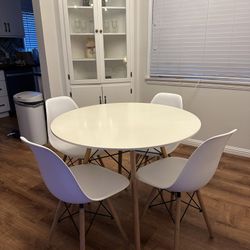 Wayfair Mid-Century Dining Set - 40" Round White Table & 4 Chairs Pric - $180