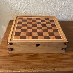 Wooden Game Board, Checkers And Backgammon 