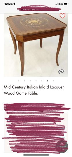 Mid century inlaid lacquer wood game table