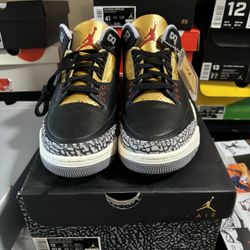Jordan Retro 3 Black Cement Gold