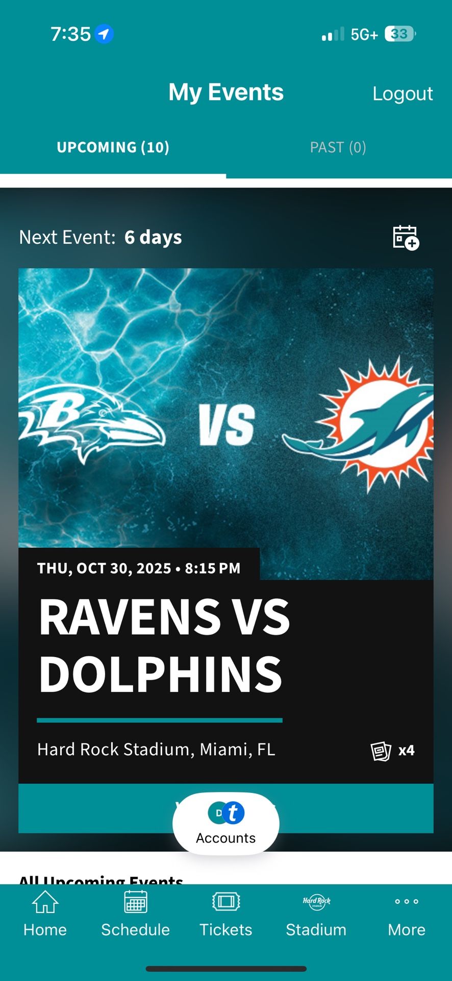 4 Tickets- Ravens v. Dolphins 10/30