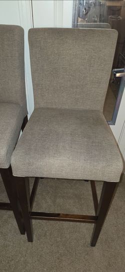 ​4 Upholstered Counter-Height Bar Stools – Grey/Brown