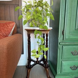 Marble Top Wooden Mahogany Side table or Plant Stand
