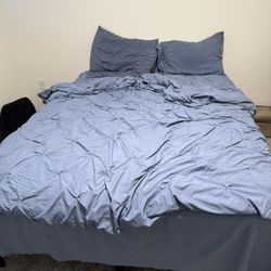 Queen Size Bed (Mattress + Metal Frame)