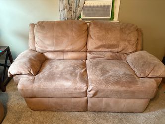 Tan Microfiber Reclining Loveseat