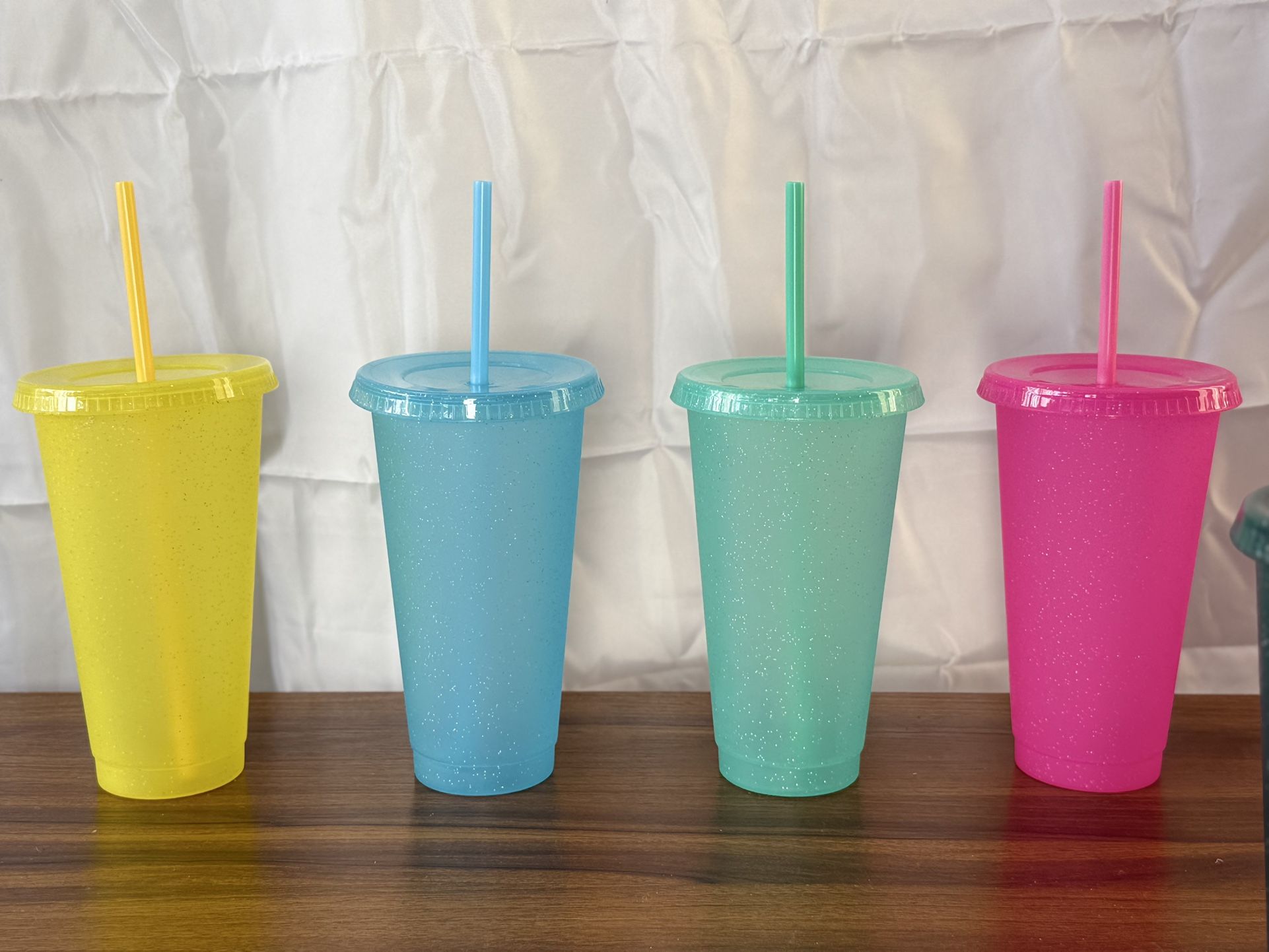 Glitter Tumbler Cup With Straw And Lid