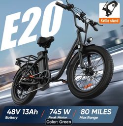 Ebike Off-Road Electric Bike 20" 3.0Faes, 745W Motor, 48V 13Ah 80 miles